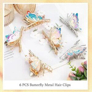 6 Pcs Butterfly Metal Hair Clips
